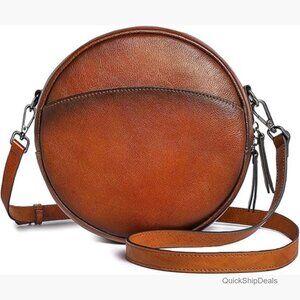 Genuine Cowhide Leather Crossbody Bag with Interchangeable Straps
